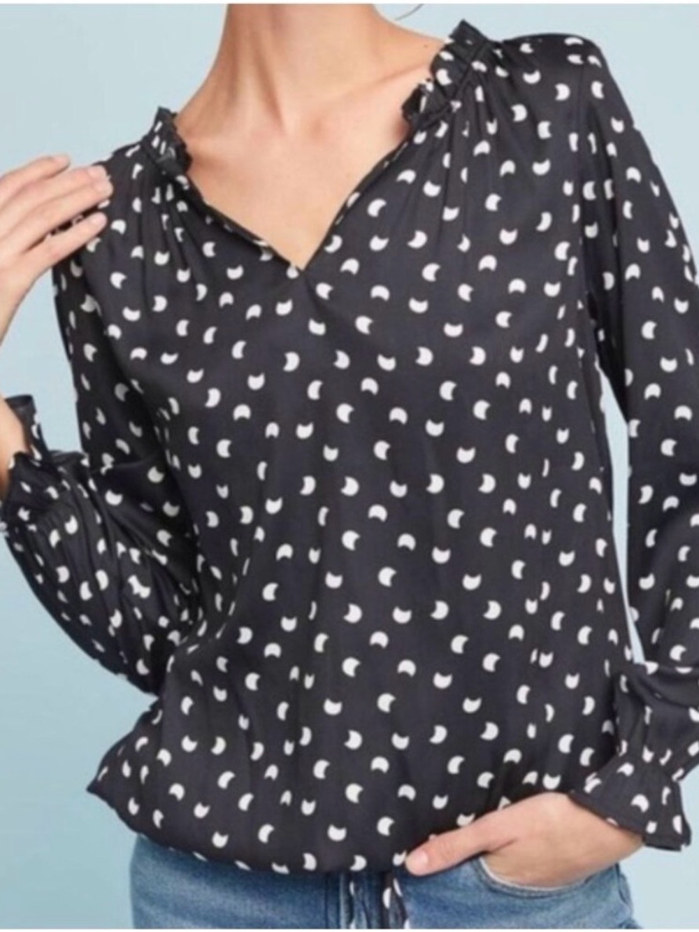 Anthro Dolan Left Coast French Quarter Celestial Print V-Neck Blouse Small